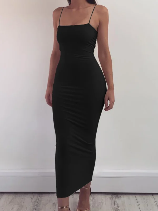 2025 New Spring Summer Women's High Elastic Sleeveless Backless Dress Long Sling Dresses Club Sexy Suspender Dress - Image 6