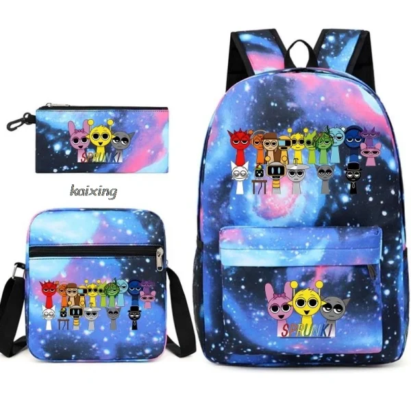 3Pcs New Sprunki Anime Print Backpack Set, With Tote and Pouch, Large Capacity Lightweight And Breathable Outdoor Knapsack - Image 7