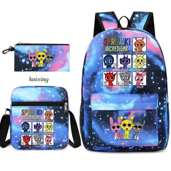 3Pcs New Sprunki Anime Print Backpack Set, With Tote and Pouch, Large Capacity Lightweight And Breathable Outdoor Knapsack - Image 13