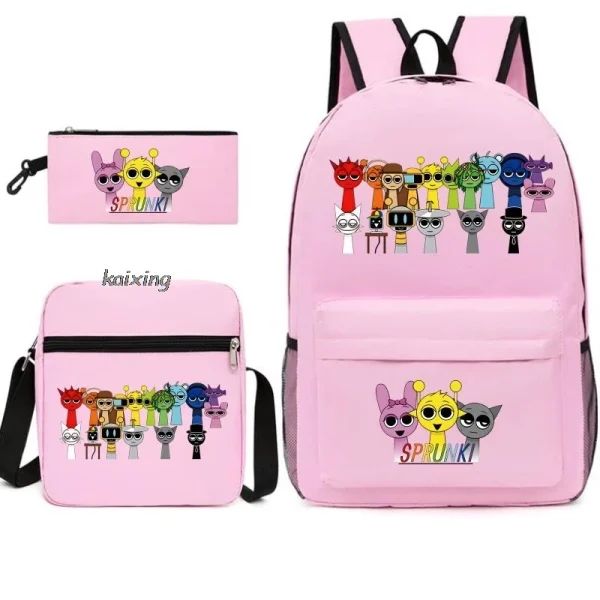3Pcs New Sprunki Anime Print Backpack Set, With Tote and Pouch, Large Capacity Lightweight And Breathable Outdoor Knapsack - Image 10