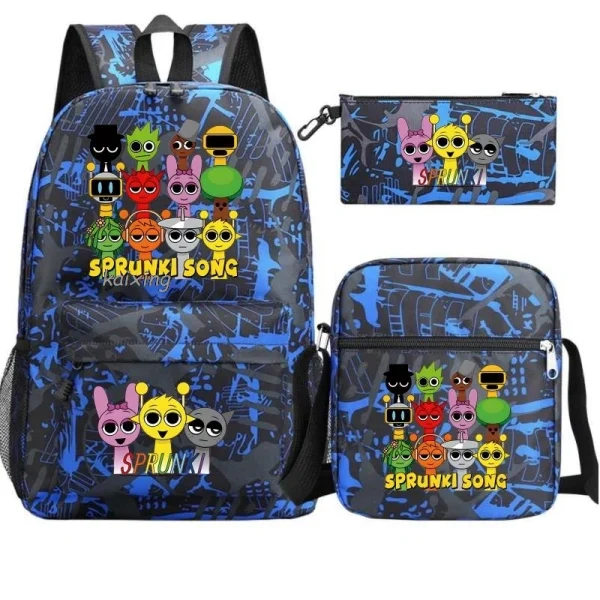 3Pcs New Sprunki Anime Print Backpack Set, With Tote and Pouch, Large Capacity Lightweight And Breathable Outdoor Knapsack - Image 19