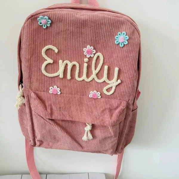 Personalized Kids Backpack, Embroidered Corduroy Backpack,Back to School, Kid name backpack,school bag college,toddler,with name - Image 4
