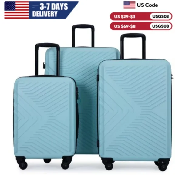 Travelhouse Luggage Set 3 Piece Suitcase Set Double Spinner Wheels TSA Lock Carry-on luggage Clearance (20inch 24inch 28inch) - Image 2