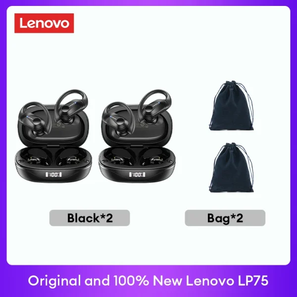 Original Lenovo LP75 TWS Bluetooth V5.3 Headphones Wireless LED Digital Display Earphones Noise Reduction Waterproof Headset New - Image 6