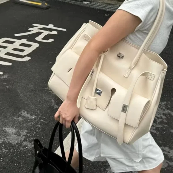 Brand Black Bag Large Capacity Travel Luggage Bag High Quality Square Buckle Design Shoulder Luxury Handbag Shopper Women Bag - Image 3