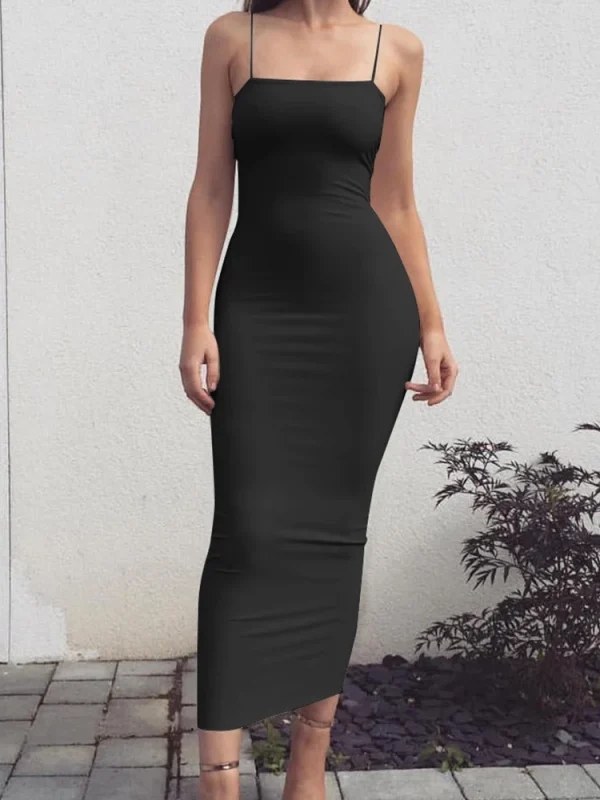 2025 New Spring Summer Women's High Elastic Sleeveless Backless Dress Long Sling Dresses Club Sexy Suspender Dress - Image 2