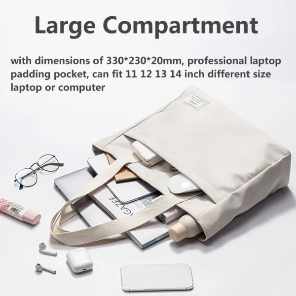 Shockproof Canvas Women Laptop Tote Bag 14 inch for Macbook Air Pro Huawei Dell ASUS Acer XiaoMi HP Notebook Handbags Briefcase - Image 2