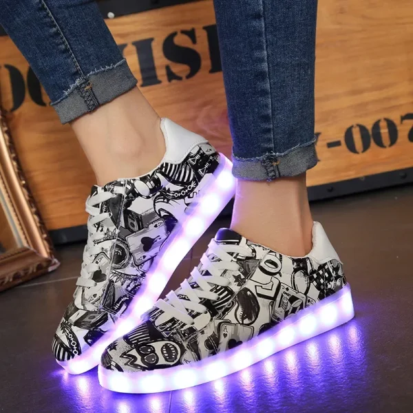 Luminous Sneakers for Women Casual Shoes Led Glowing Shoes for Men Fashion Flat Running Sneakers LED Rechargeable Couple's Shoes - Image 10