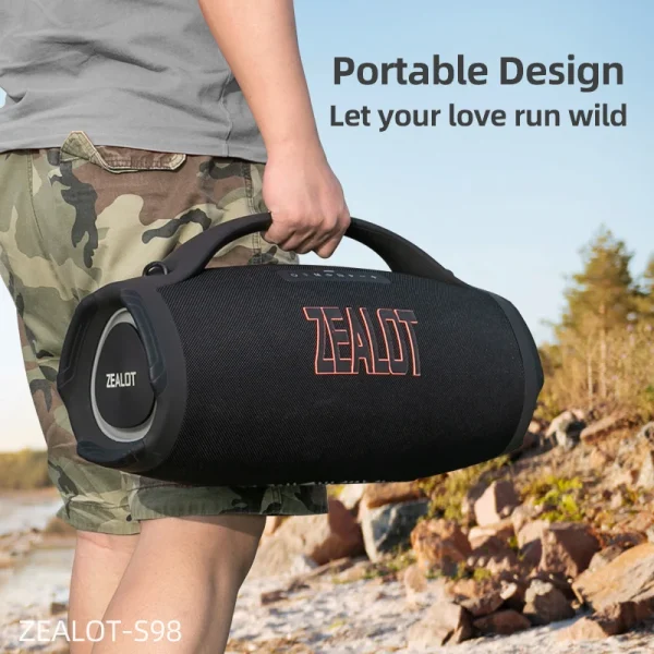 ZEALOT-S98 Portable Bluetooth Speaker 160W High Volume Waterproof 36000mAh Wireless TWS Subwoofer Suporrt USB/TF/AUX RGB light - Image 6