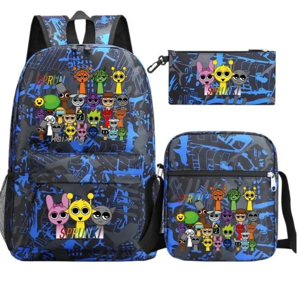3Pcs New Sprunki Anime Print Backpack Set, With Tote and Pouch, Large Capacity Lightweight And Breathable Outdoor Knapsack - Image 18