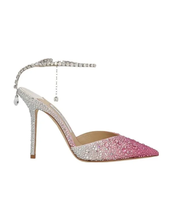 New high sense of gradual change of color full diamond crystal shoes fairy high heels rhinestone sandals wedding shoes - Image 9