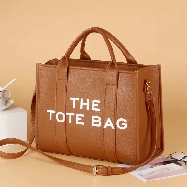 Women's Casual Tote Bag, Fashion PU Leather Shoulder Bag, Large Capacity Travel Handbag - Image 6