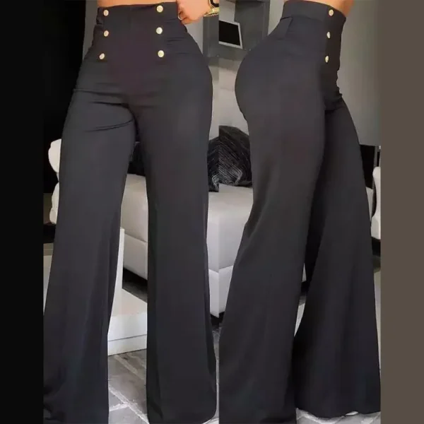 Elegant Wide Leg Fashion Office Trousers Casual Crisscross Sheer Mesh Patch High Waist Women's Flared Pants Y2k Streetwears 2024 - Image 12