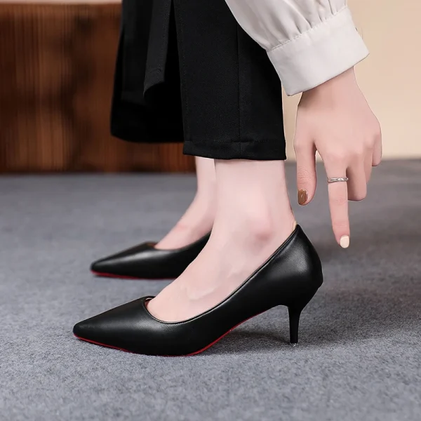 Sexy Red Sole Thin Heel High Heels Classic Style Black Office Work Shoes Patent Leather Matte Leather Lady Pumps Plus Size 42 43 - Image 10