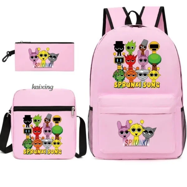 3Pcs New Sprunki Anime Print Backpack Set, With Tote and Pouch, Large Capacity Lightweight And Breathable Outdoor Knapsack - Image 16