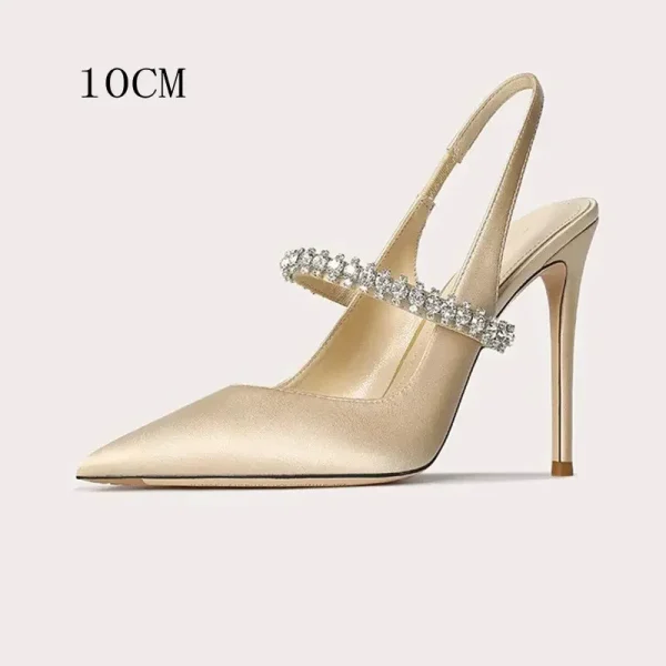 Size 34 45 Women's Diamond Bao Head Sandals New Thin Heel Pointed Sheepskin Leather High Heels Women's Wedding Shoes - Image 13