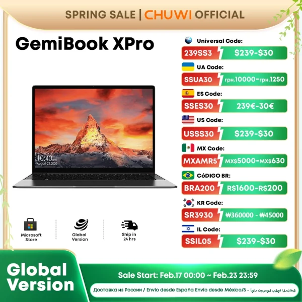 CHUWI GemiBook XPro 14inch UHD Screen Laptop 8GB RAM 256GB SSD Intel Celeron N100 Windows 11 Computer with Cooling Fan Notebook - Image 2
