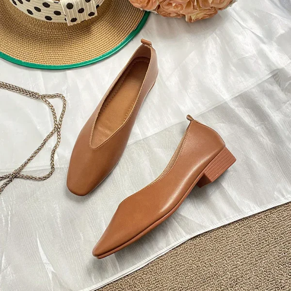 Woman Elegant Summer French Square Toe Green Mary Janes Cute Casual Flats Female Retro Shoes Low Heeled Soft Soled Flat Shoes - Image 9