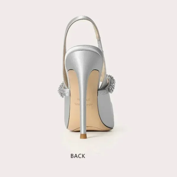 Size 34 45 Women's Diamond Bao Head Sandals New Thin Heel Pointed Sheepskin Leather High Heels Women's Wedding Shoes - Image 3
