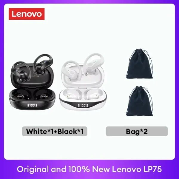 Original Lenovo LP75 TWS Bluetooth V5.3 Headphones Wireless LED Digital Display Earphones Noise Reduction Waterproof Headset New - Image 8