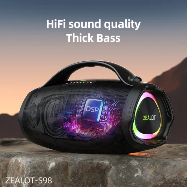 ZEALOT-S98 Portable Bluetooth Speaker 160W High Volume Waterproof 36000mAh Wireless TWS Subwoofer Suporrt USB/TF/AUX RGB light - Image 4