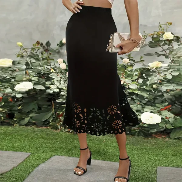 Women Pencil Skirt Bodycon Skirt Office Female Slim Knee Length High Waist Stretch Sexy Pencil Skirts Jupe Femme Hollow Out - Image 6