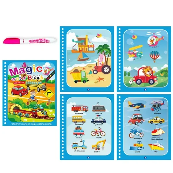 Children Early Education Toys Magical Book with Pen Water Drawing  Toys Gift Reusable Coloring Book Magic Drawing Book - Image 9