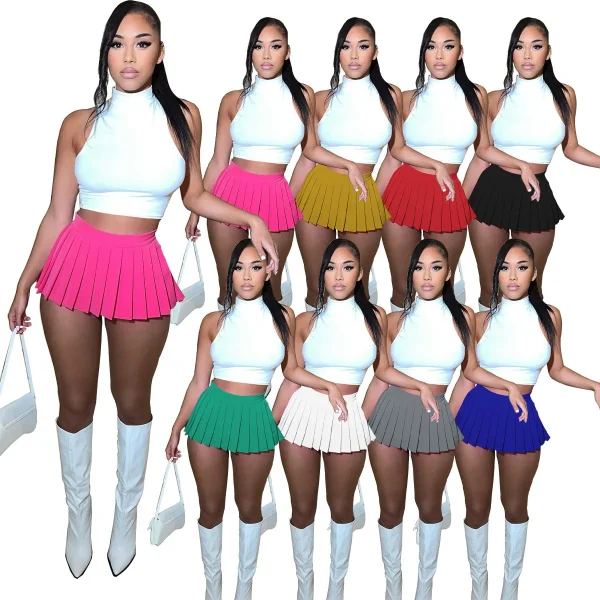 2023 Fashion Summer Women's Mini Pleated Skirts Sexy Club Y2k Accessories Plaid High Waist Stretchy Tennis Skater A-line Outfits - Image 2