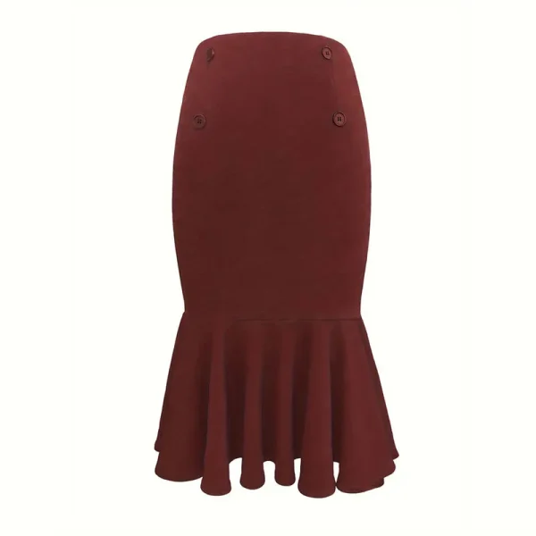 Elegant Houndstooth Printed Knee Length Skirts Women Fashion High Waist Slim Skirts Ladies Elegant Houndstooth Printed Knee Leng - Image 9