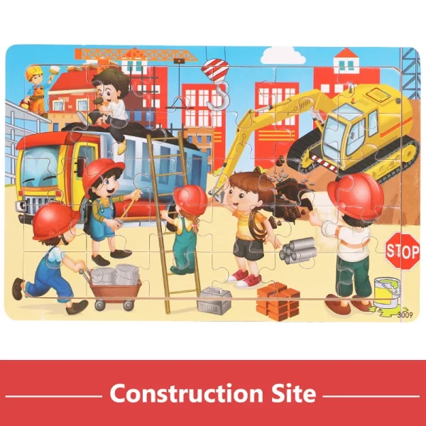 New 30 Pieces Wooden Puzzles Cartoon Animal Traffic Tangram Wood 3d Puzzle Montessori Educational Toys for Children Gifts - Image 11
