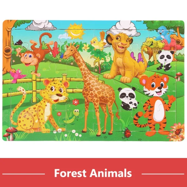 New 30 Pieces Wooden Puzzles Cartoon Animal Traffic Tangram Wood 3d Puzzle Montessori Educational Toys for Children Gifts - Image 7