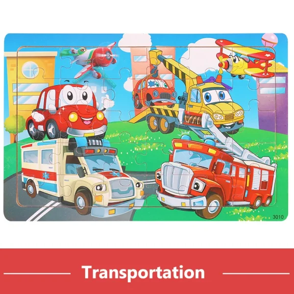 New 30 Pieces Wooden Puzzles Cartoon Animal Traffic Tangram Wood 3d Puzzle Montessori Educational Toys for Children Gifts - Image 12