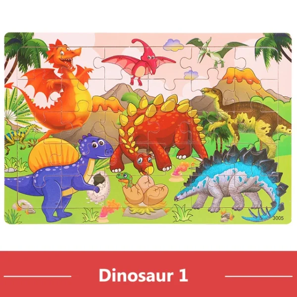 New 30 Pieces Wooden Puzzles Cartoon Animal Traffic Tangram Wood 3d Puzzle Montessori Educational Toys for Children Gifts - Image 13