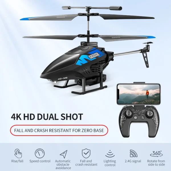 4DRC M6 Remote Control RC Helicopter with 4K Camer Altitude Hold Drone 2.4GHZ 4CH Aircraft for Adults Birthday Kids Gifts Toys - Image 7