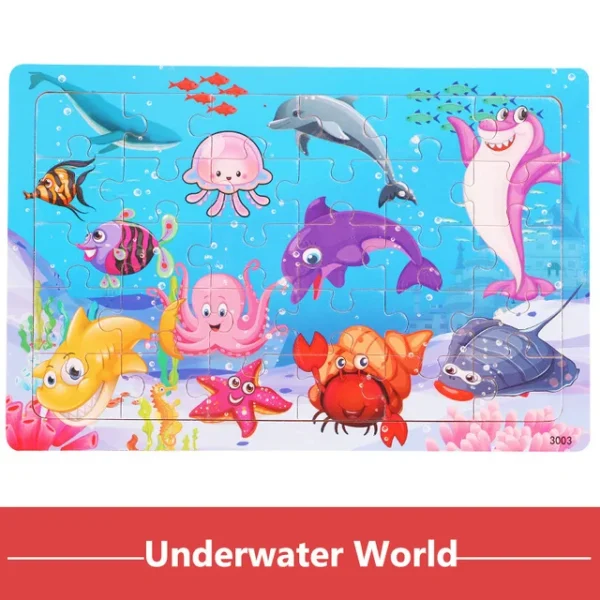 New 30 Pieces Wooden Puzzles Cartoon Animal Traffic Tangram Wood 3d Puzzle Montessori Educational Toys for Children Gifts - Image 23