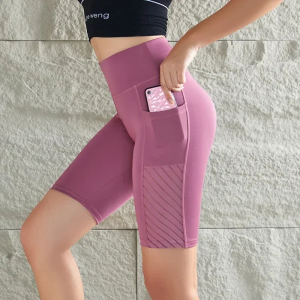 Women's Gym Running Shorts Yoga Shorts Women High Waist Push Up Legging with Pocket Yoga Fitness Workout Leggings Sport Shorts - Image 4