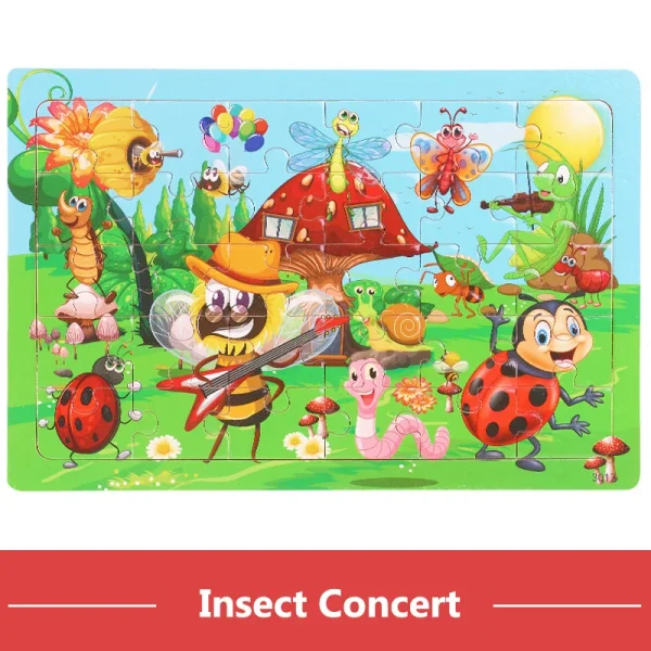 New 30 Pieces Wooden Puzzles Cartoon Animal Traffic Tangram Wood 3d Puzzle Montessori Educational Toys for Children Gifts - Image 19