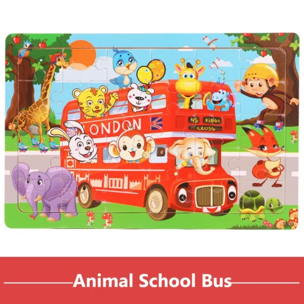 New 30 Pieces Wooden Puzzles Cartoon Animal Traffic Tangram Wood 3d Puzzle Montessori Educational Toys for Children Gifts - Image 15