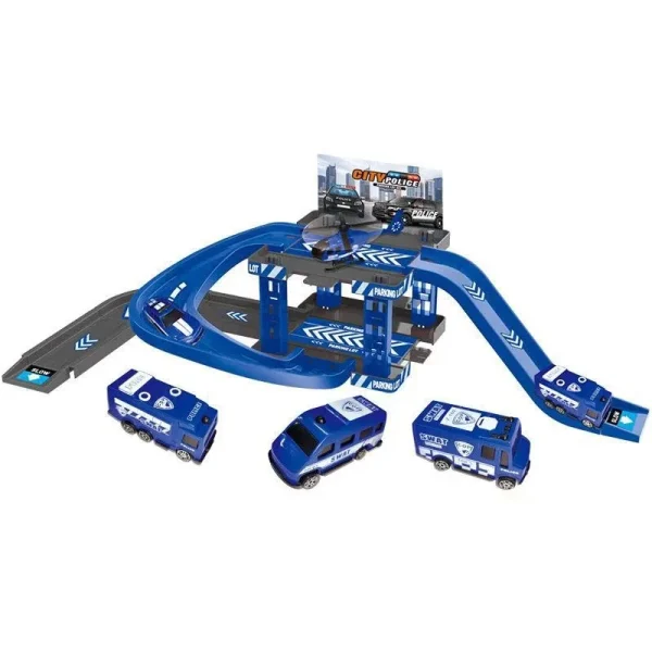 Kids Rail Parking Lot Toys Multi-Storey Car Parking Building Model Simulation Fire Police Engineering Vehicle Toys - Image 3