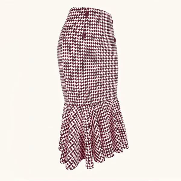 Elegant Houndstooth Printed Knee Length Skirts Women Fashion High Waist Slim Skirts Ladies Elegant Houndstooth Printed Knee Leng - Image 5