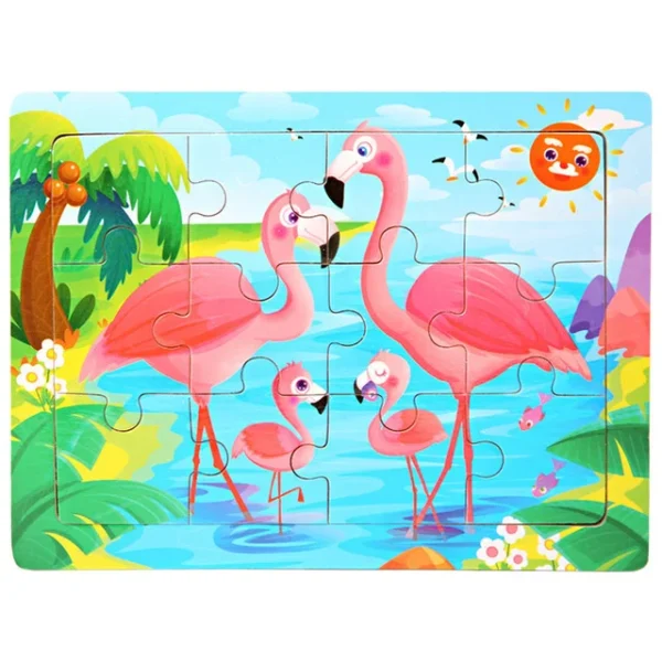 New 30 Pieces Wooden Puzzles Cartoon Animal Traffic Tangram Wood 3d Puzzle Montessori Educational Toys for Children Gifts - Image 16