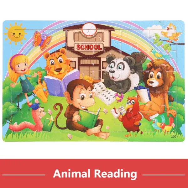 New 30 Pieces Wooden Puzzles Cartoon Animal Traffic Tangram Wood 3d Puzzle Montessori Educational Toys for Children Gifts - Image 24