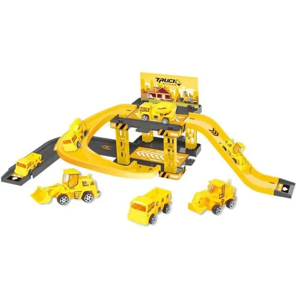 Kids Rail Parking Lot Toys Multi-Storey Car Parking Building Model Simulation Fire Police Engineering Vehicle Toys - Image 5
