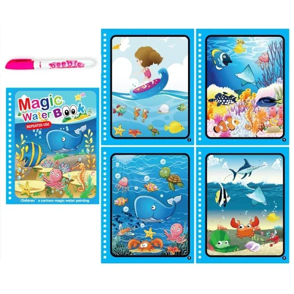 Children Early Education Toys Magical Book with Pen Water Drawing  Toys Gift Reusable Coloring Book Magic Drawing Book - Image 12