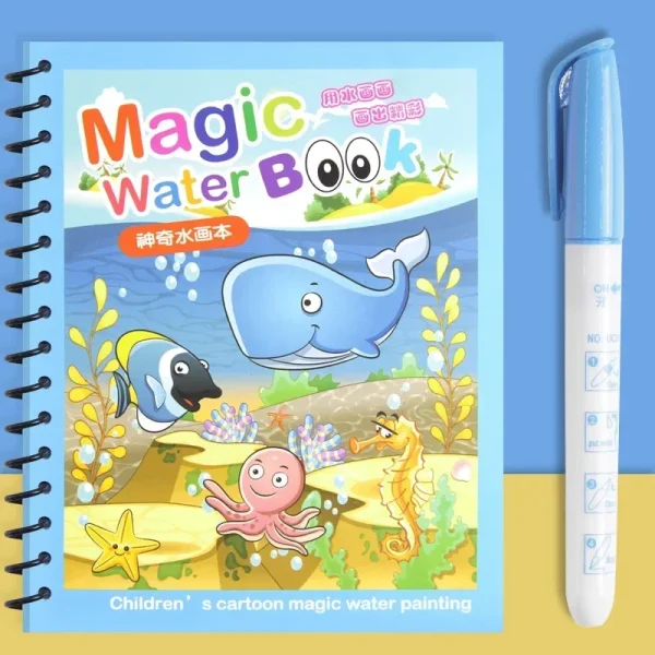 Children Early Education Toys Magical Book with Pen Water Drawing  Toys Gift Reusable Coloring Book Magic Drawing Book - Image 3