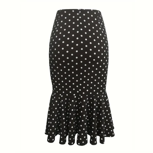 Elegant Houndstooth Printed Knee Length Skirts Women Fashion High Waist Slim Skirts Ladies Elegant Houndstooth Printed Knee Leng - Image 4