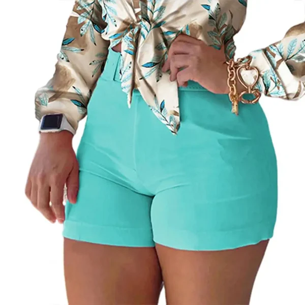 Women Shorts Bottoms Hot Pants Summer Chic Solid Color Back Zipper Hot Pants High Waist Solid Color Back Zipper Slim Shorts - Image 8