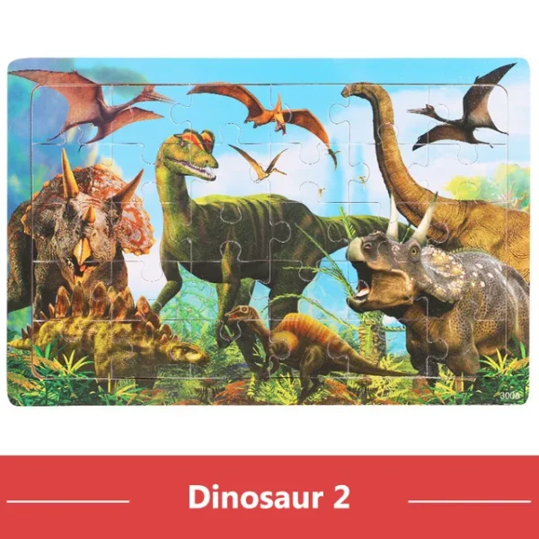 New 30 Pieces Wooden Puzzles Cartoon Animal Traffic Tangram Wood 3d Puzzle Montessori Educational Toys for Children Gifts - Image 22