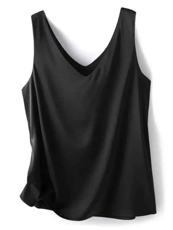 S-3XL Women Satin Silk Lace Summer Tank Tops Camis Vest Blouse Casual lady V-Neck Sleeveless Straps Vest Shirt - Image 7