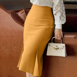 ZANZEA Package Hip High Waist Fishtail Skirts Elegant Women Evangelical Knee-length Saias Office Mermaid Skirts Fashion 2023